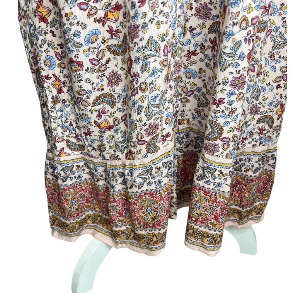 J. Jill Pink Desert Floral Button-Down Maxi Dress cottagecore lightweight